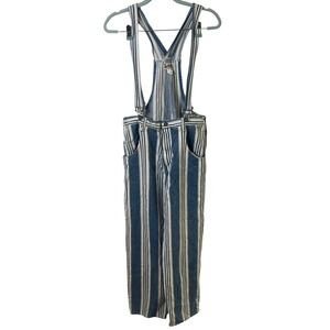 Y2K Mr Appeal Denim Blue Striped‎ Back Bib Overall Dungaree Suspenders Large
